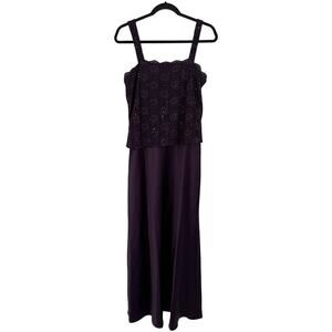 Alex Evenings dress glitter lace satin skirt purple size 10